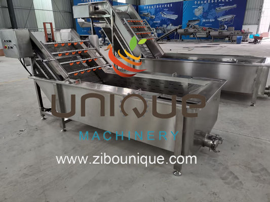 Máquina de lavar vegetais para linha de processamento de inundação de bolhas de chili de frutas e vegetais