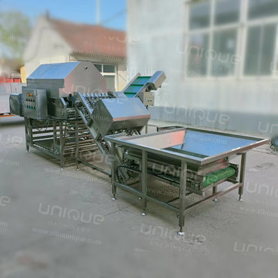 Linha automática de processamento de cebola com máquina de descascar e cortar cebola de bebidas alimentares