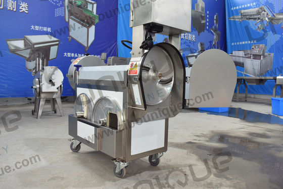 1.55 Kw Máquina automática de corte de vegetais de duas cabeças, cortar em pedaços, cortar em fatias