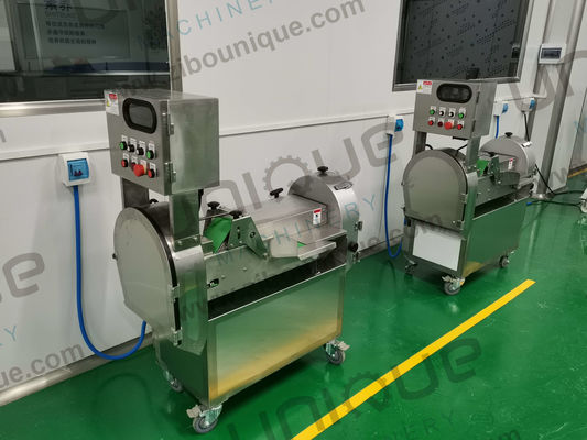 1.55 Kw Máquina automática de corte de vegetais de duas cabeças, cortar em pedaços, cortar em fatias