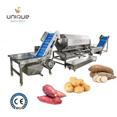 Máquina de peeling de mandioca para linha contínua de peeling de vegetais de raiz em grandes lojas de alimentos